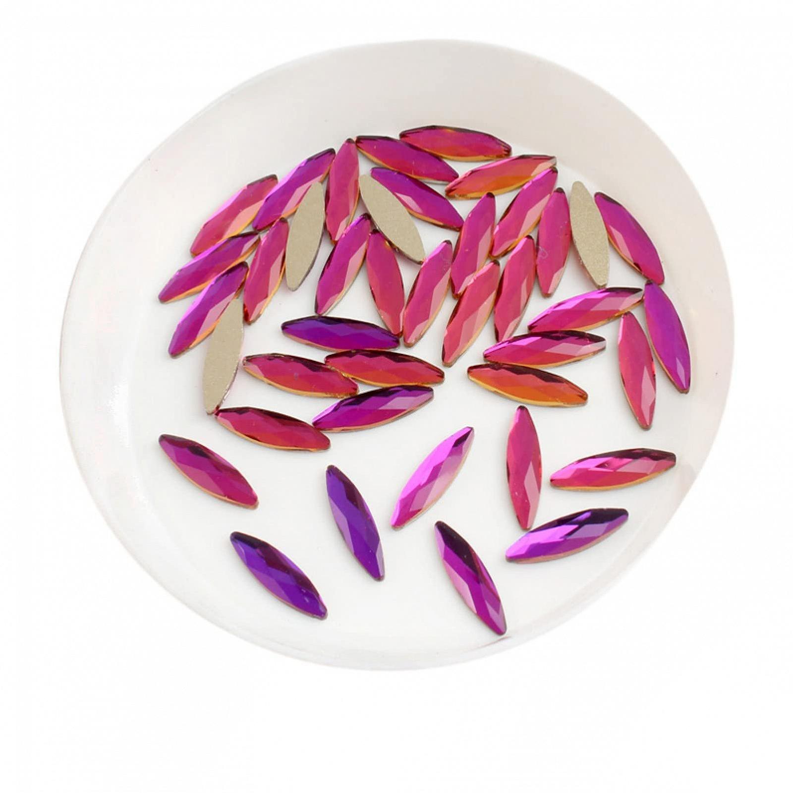 Стразы для ногтей AMAZWI 30 шт., декоративный набор, длинные стеклянные камни в форме лошадиного глаза, разноцветные AB-камни LIUZIIHAYIN, радужные, 30 шт., фото №4