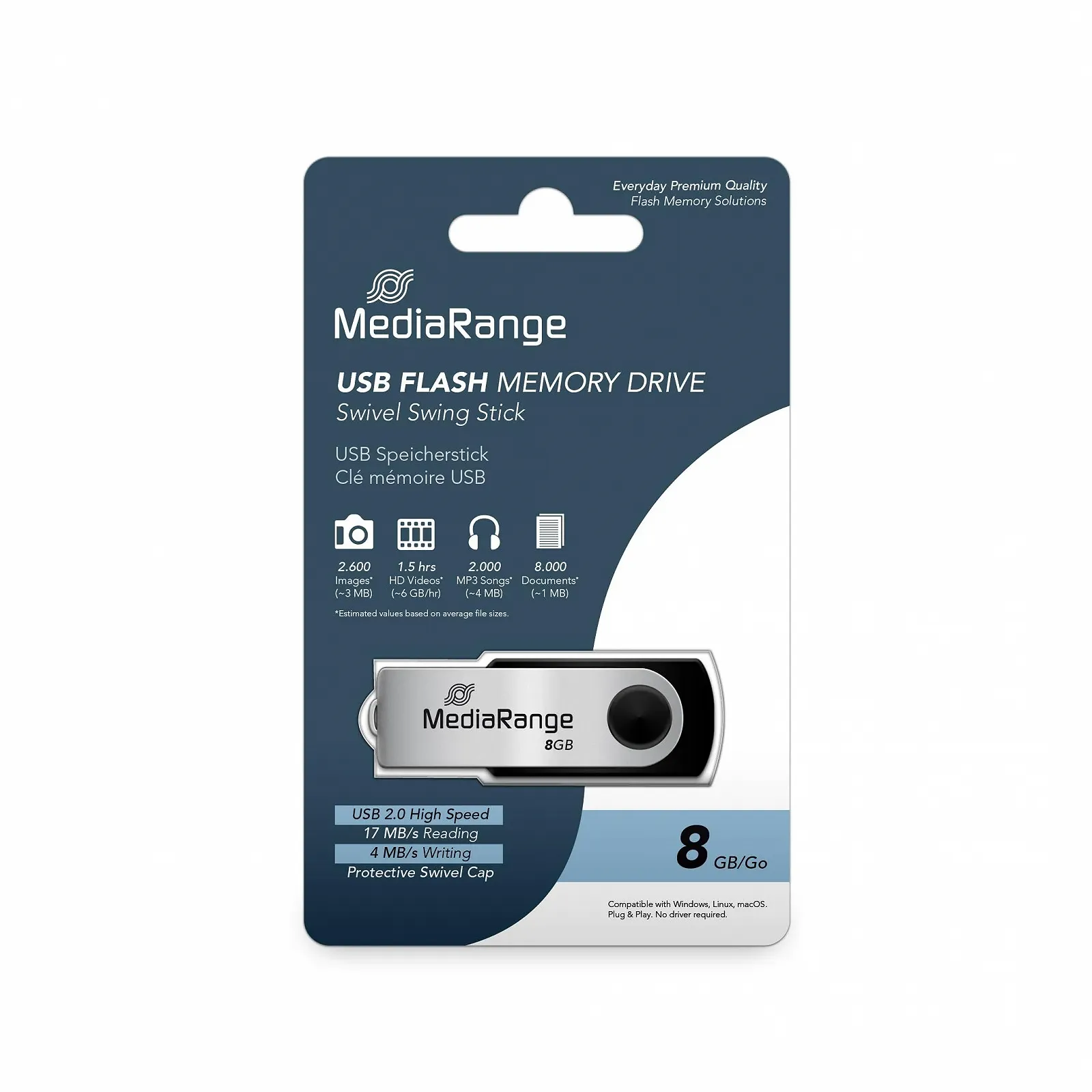 USB-флеш-накопичувач MediaRange 8GB Grey, фото №8