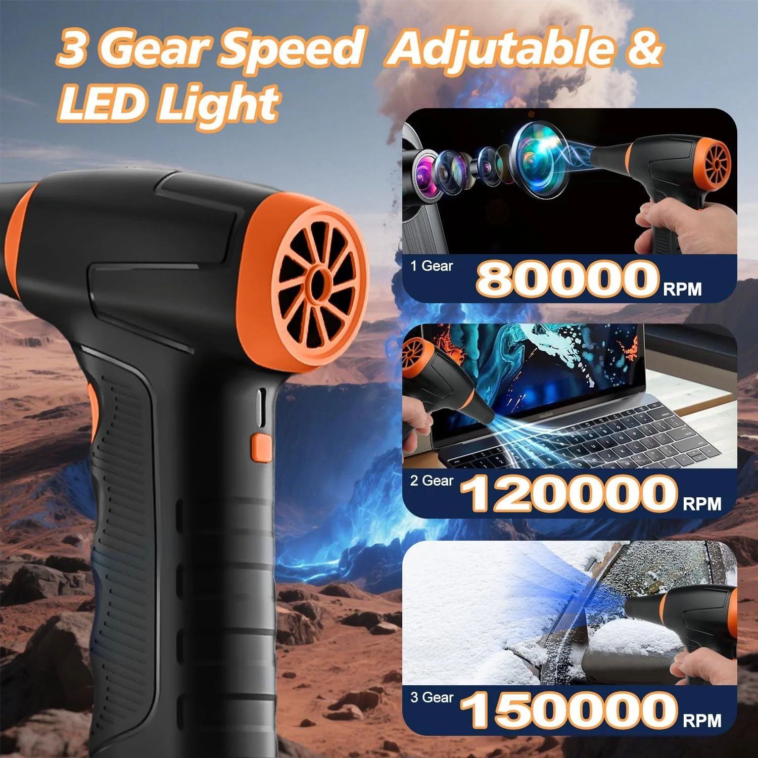 Электрическая воздуходувка WHATOOK W12 Мини 150000 RPM 8000 мАч USB, фото №3 Электрическая воздуходувка WHATOOK W12 Мини 150000 RPM 8000 мАч USB, фото №3