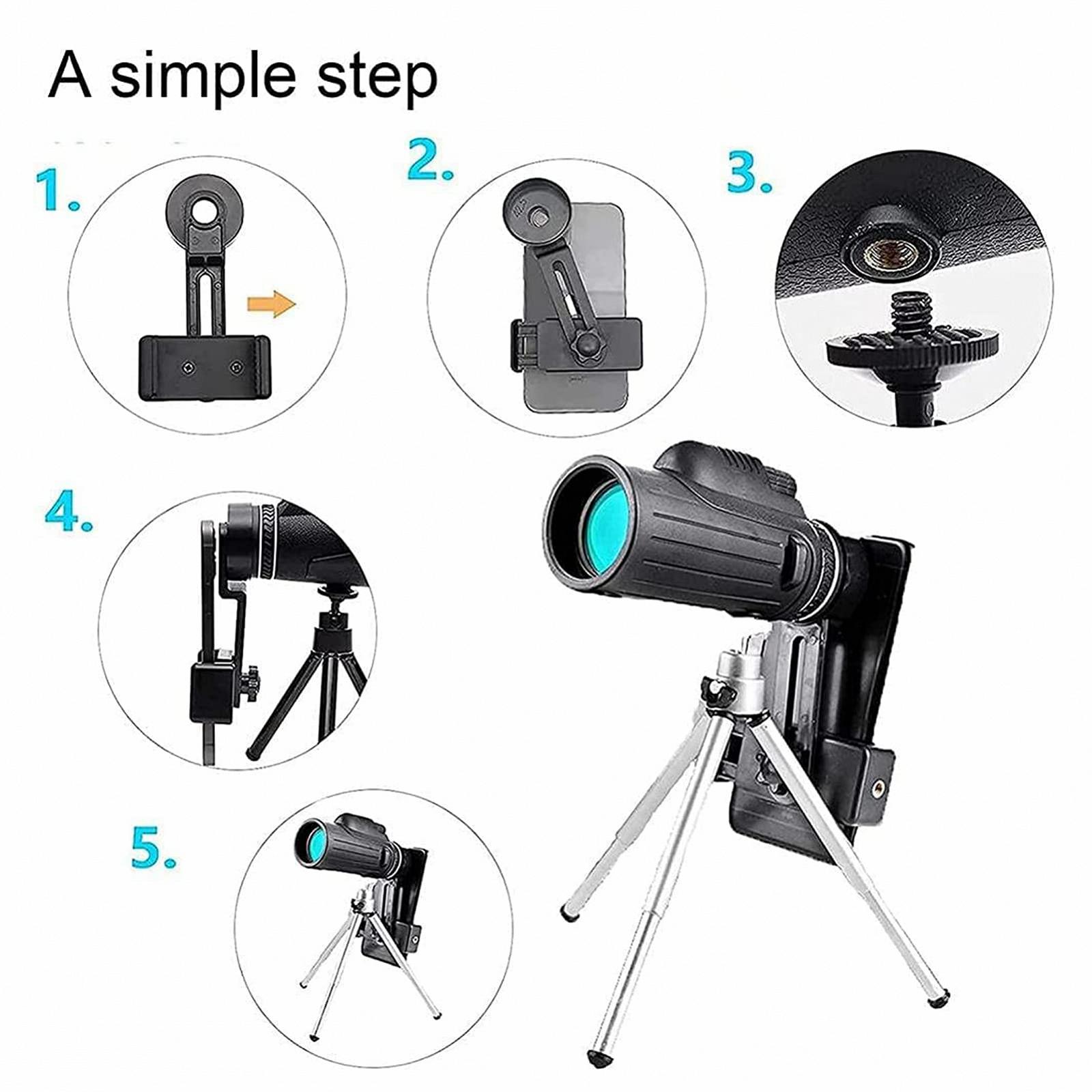 Монокуляр 120x100 Компактний Водонепроникний з Тримачем для Смартфона та Штативом, фото №7