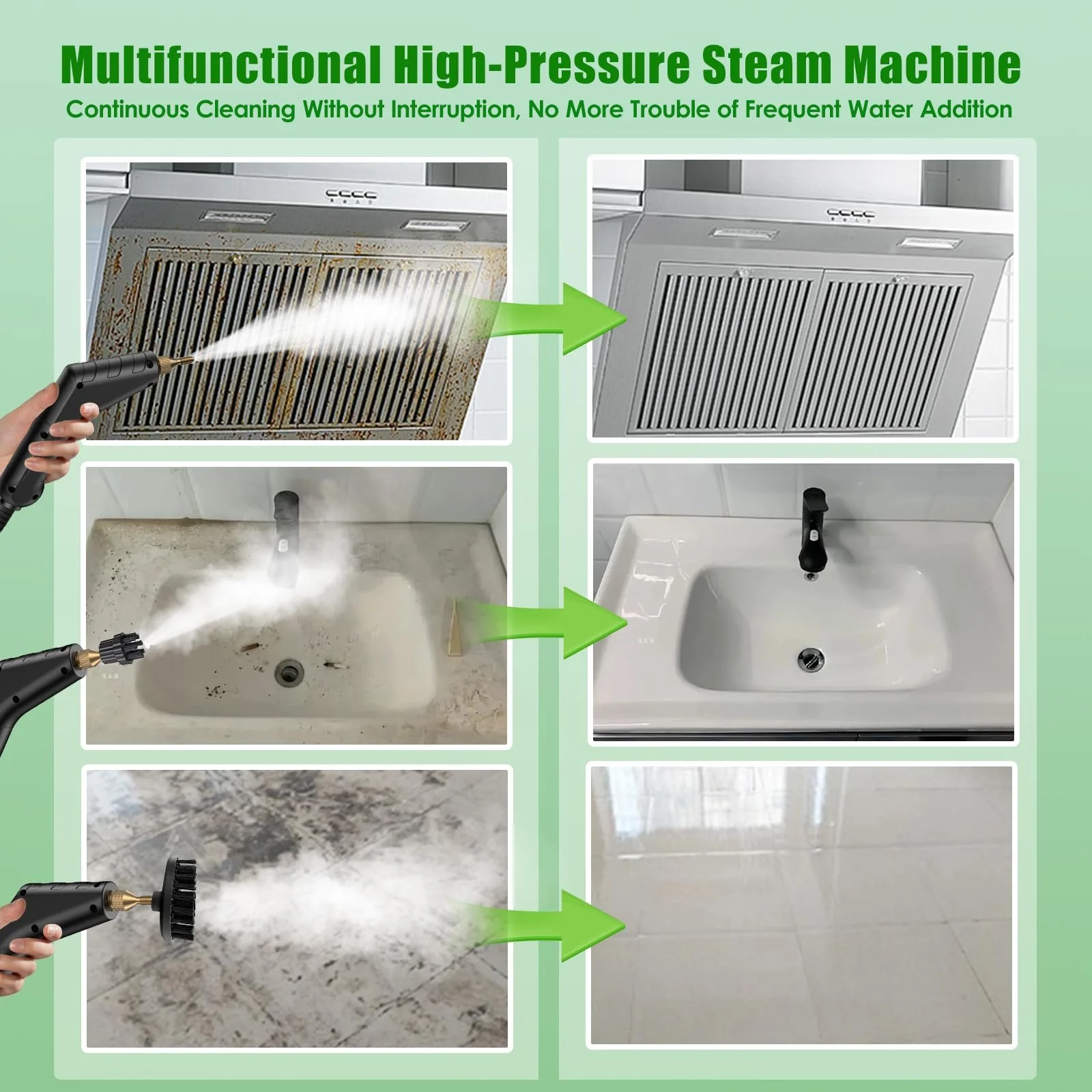 Ручний пароочисник 2200 W 1200 ml 10 аксесуарів портативний, фото №5