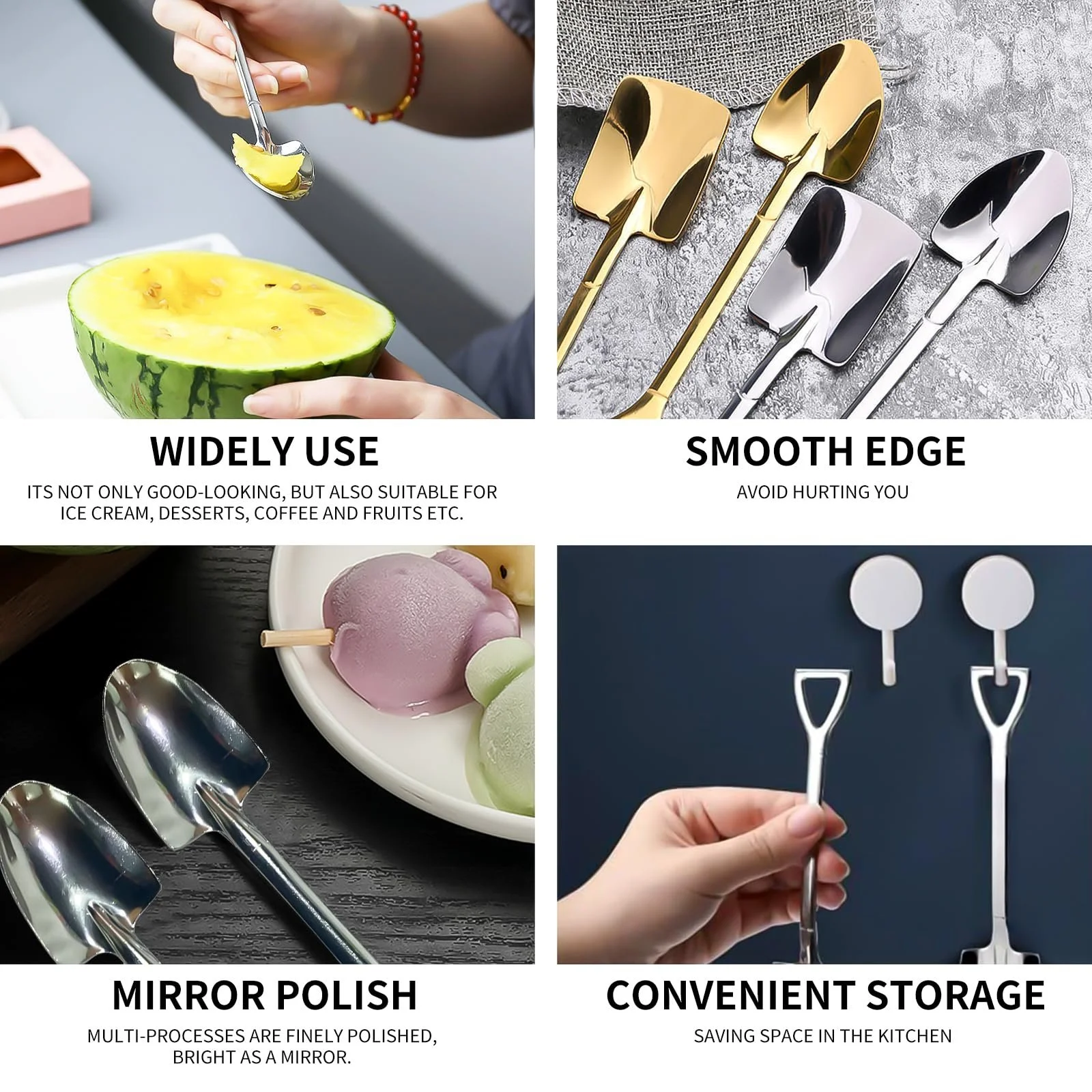 Ложка Spade Spade з нержавіючої сталі Набір 32 шт Різні форми Чотири кольори, фото №3 Ложка Spade Spade з нержавіючої сталі Набір 32 шт Різні форми Чотири кольори, фото №3