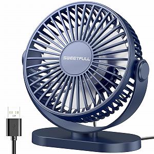 Настольный вентилятор SWEETFULL USB, 3 скорости, тихий, регулируемый на 360°, мини, портативный, компактный для дома, спальни, путешествий, улицы, маленький - Фото 1