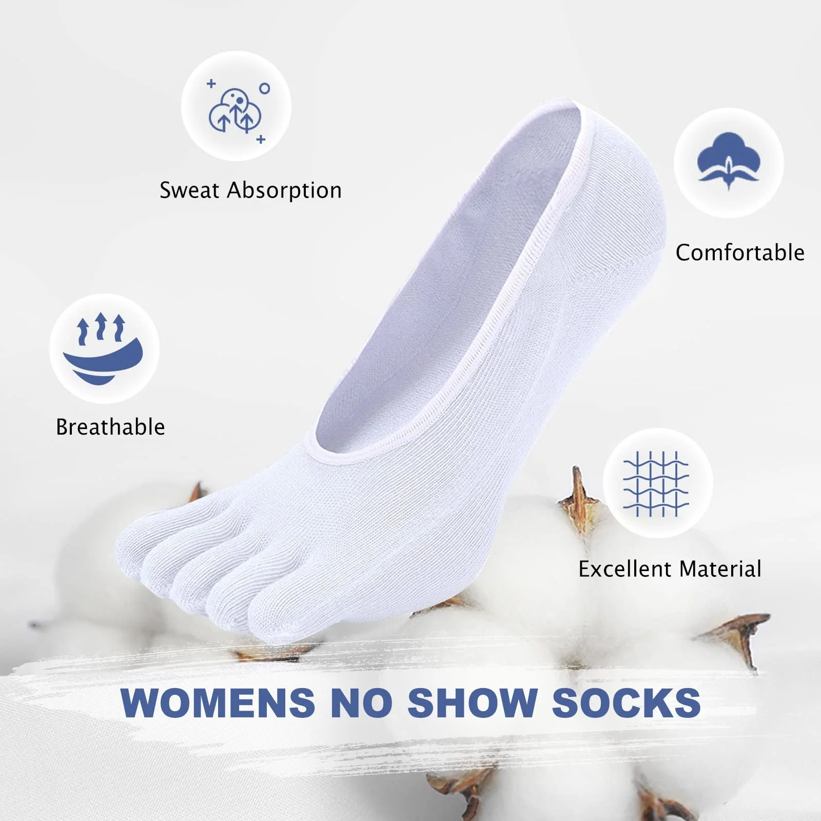 Носки-следки CaiDieNu, женские, с низким вырезом, с пятью пальцами, хлопковые, спортивные, невидимые, 3/6 пар, фото №5