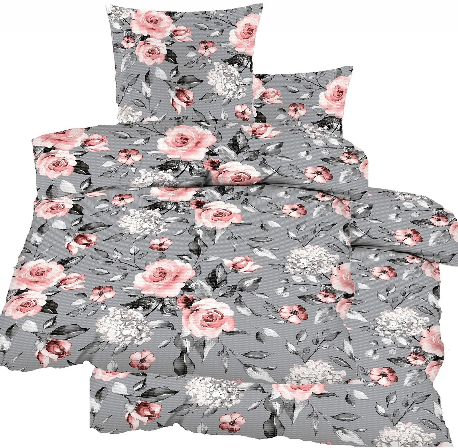 Комплект постільної білизни KH-Haushaltshandel Seersucker 4 елементи 2 x (135 x 200 см + 80 x 80 см), мікрофібра, фото №1