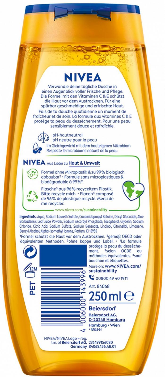 Гель для душа NIVEA Summer Happiness pH-нейтральный с витаминами C и E 250 мл, фото №11