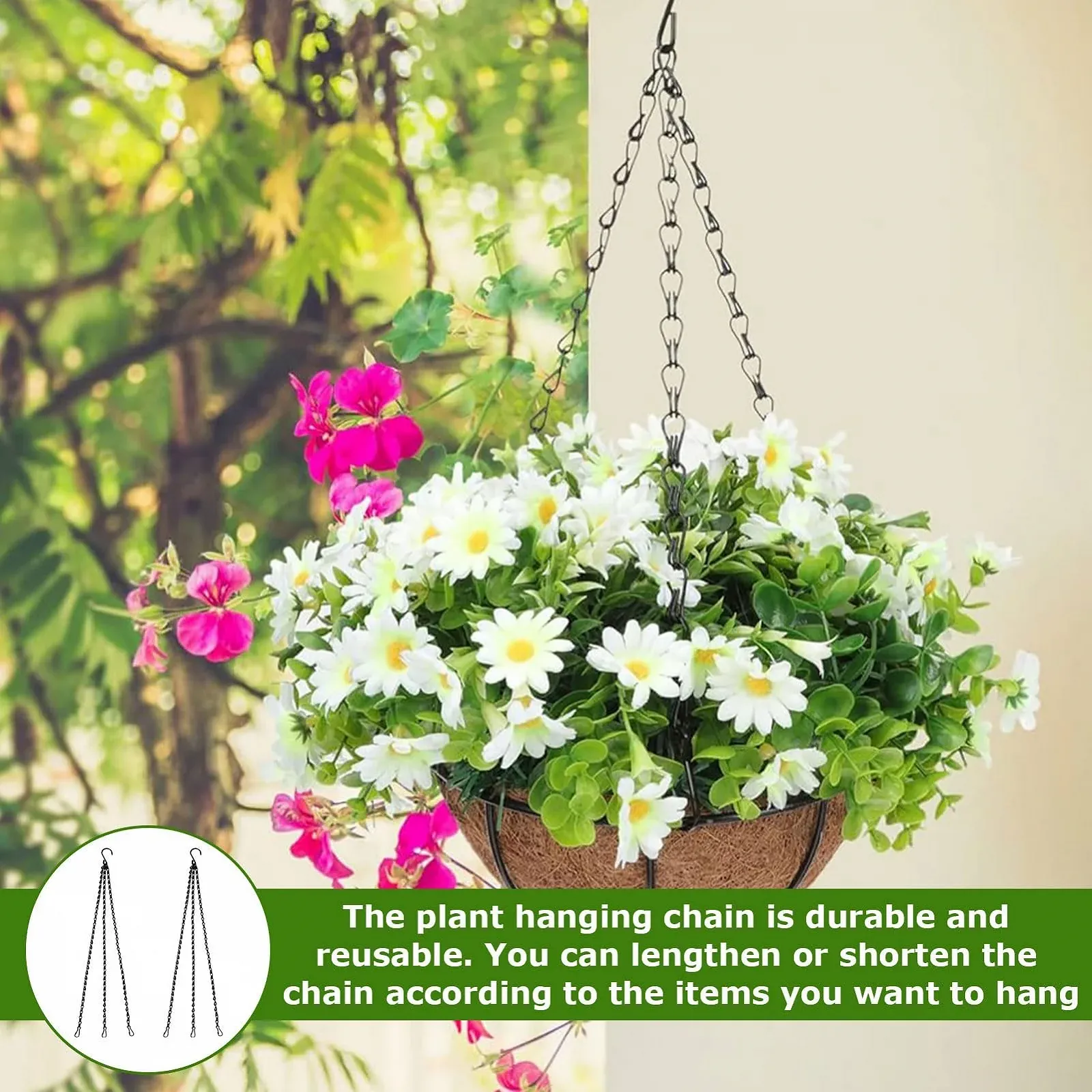 Ланцюжки для підвісних кошиків 2 шт. Металеві 3-рівневі Чорні, фото №4