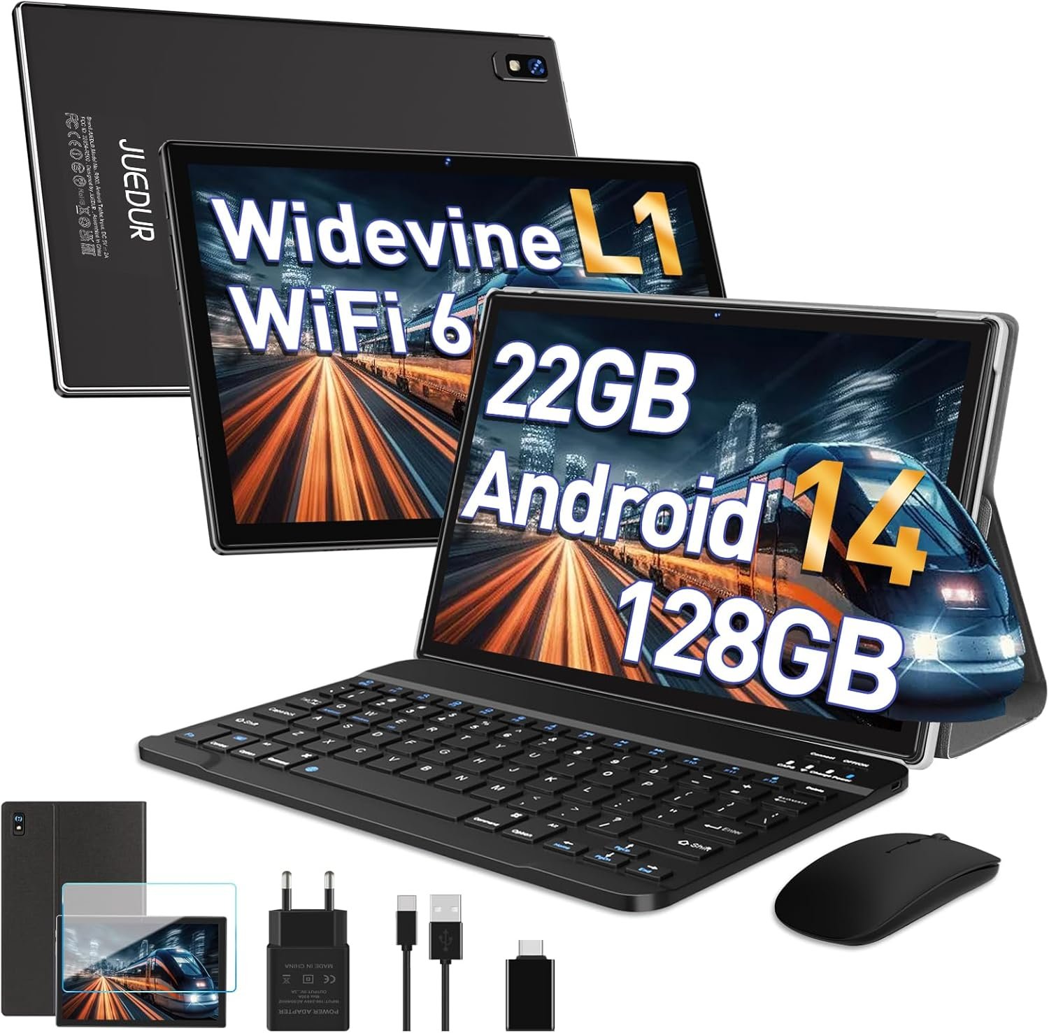 Планшет 10.1" JUEDUR R900 6+16/128Gb 8 ядер Android 14 8000 mAh Черный, фото №1