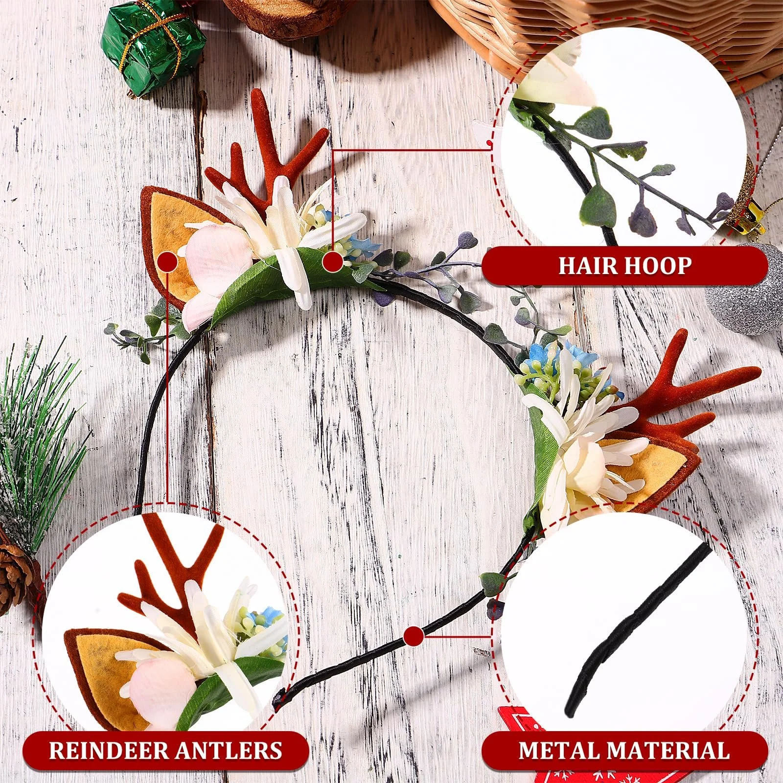 Обруч Рождественские рога Minkissy, фото №7