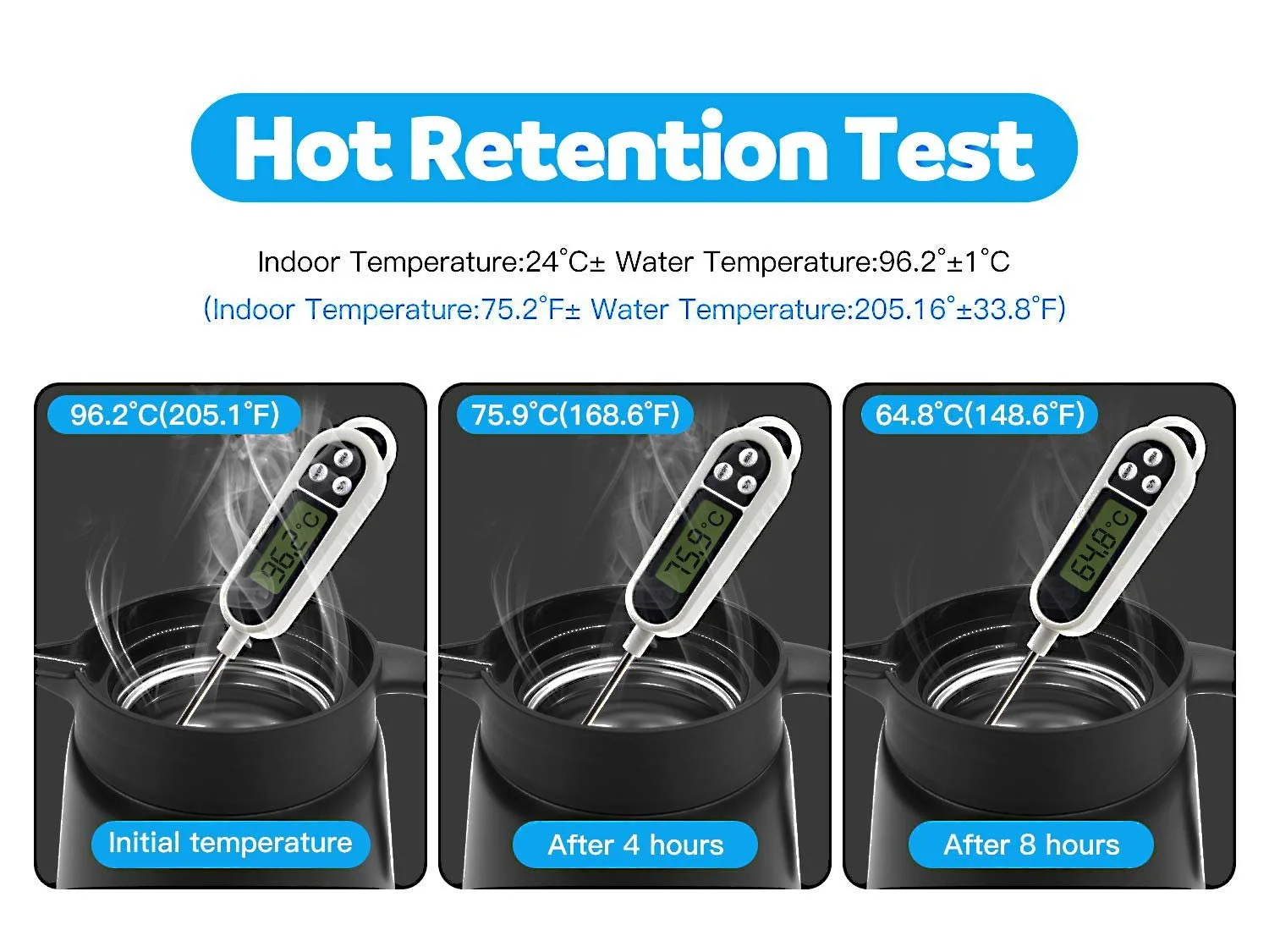 Термос-кавник Luvan 0.8 л, нержавіюча сталь 304, з подвійними стінками, вакуумний, для кави, чорний, фото №3 Термос-кавник Luvan 0.8 л, нержавіюча сталь 304, з подвійними стінками, вакуумний, для кави, чорний, фото №3