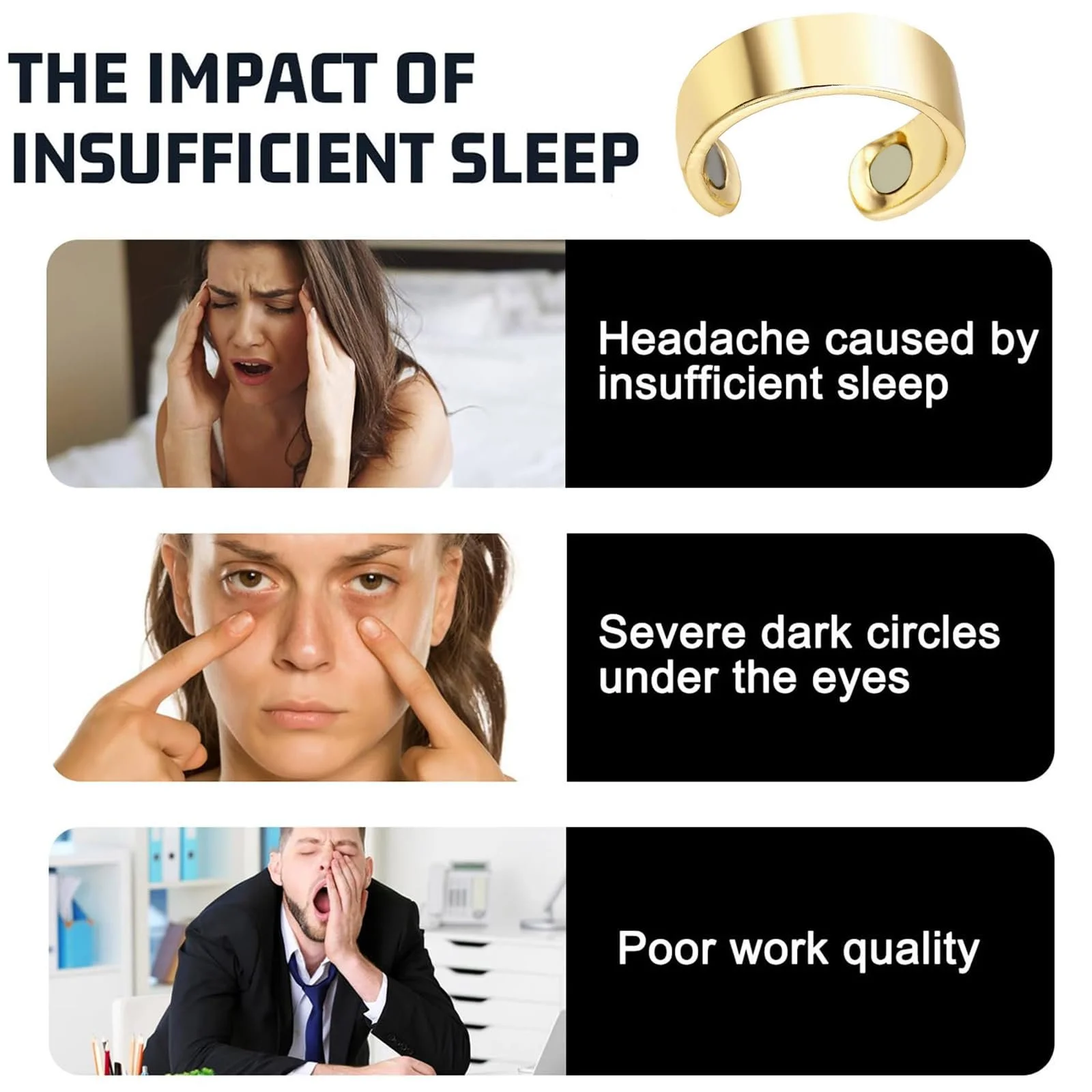 Кільце проти хропіння Snorno Магнітний акупресурний пристрій Регульоване, фото №2