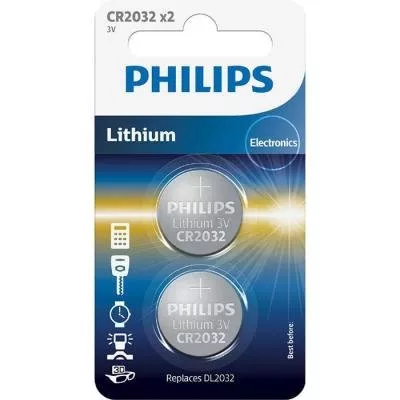 Батарейка PHILIPS CR2032 Lithium BLI 2 (CR2032P2/01B), фото №1 Батарейка PHILIPS CR2032 Lithium BLI 2 (CR2032P2/01B), фото №1