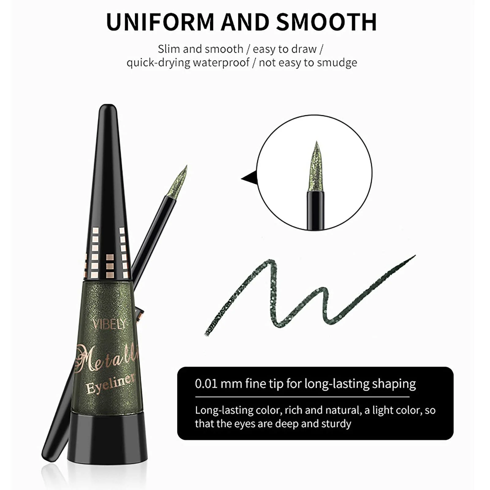 Рідка Підводка для очей з блискітками Водостійка, фото №4 Рідка Підводка для очей з блискітками Водостійка, фото №4