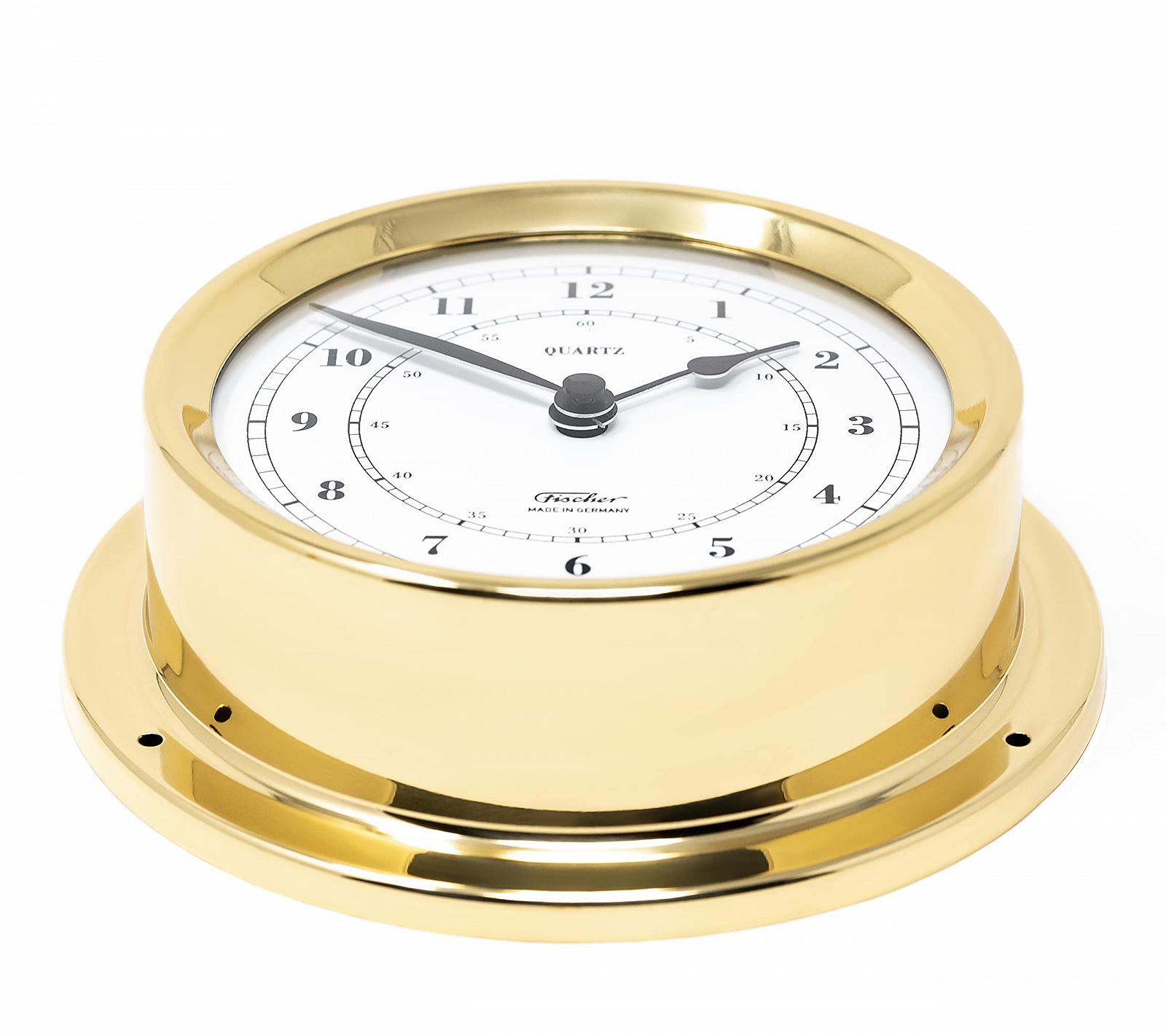 Годинник Fischer Maritime Quarz-Uhr 1508U-45 125 мм білий циферблат латунний корпус, фото №4
