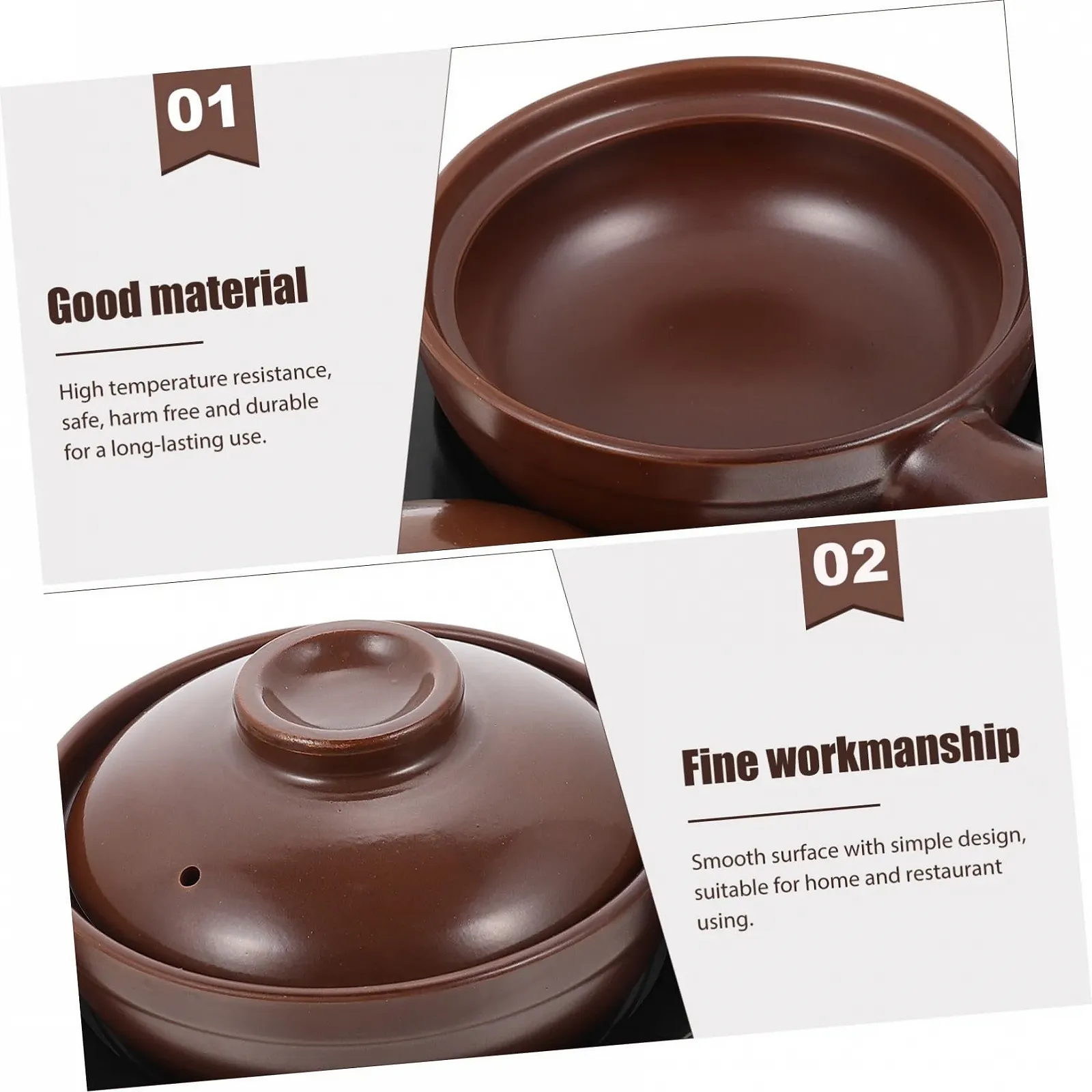 Кастрюля керамическая Garneck с ручкой термостойкая с подносом для супов и тушения, фото №4