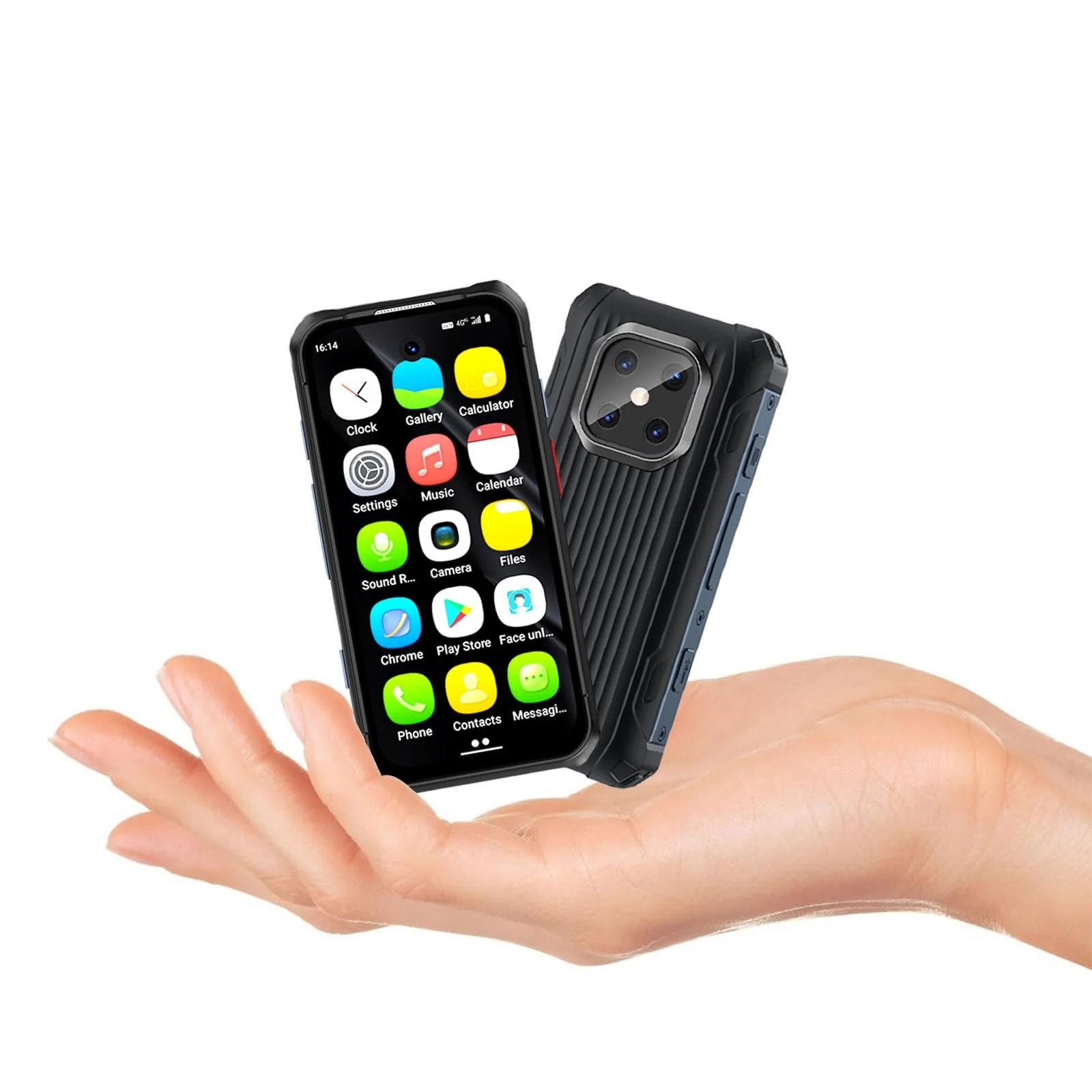 Захищений міні-смартфон Android 12 3000mAh 3.88 дюйма IP68 4G 6GB 128GB Black, фото №1