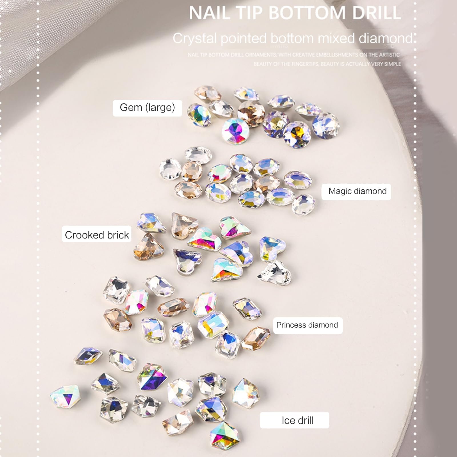 Стрази 3D-кристал, плоска задня частина, прозорі дорогоцінні камені для нігтів, декоративні діаманти, фото №6