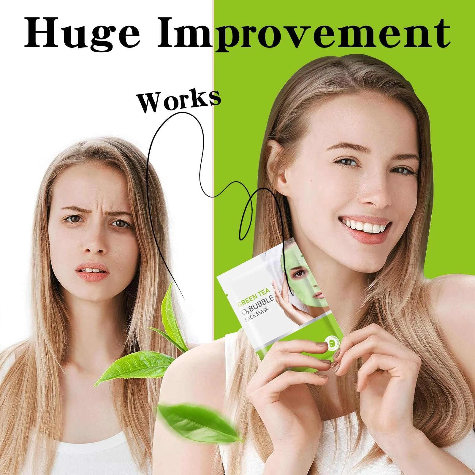 Маска для лица пенная Green Tea O2 Bubble, 10 шт, фото №3