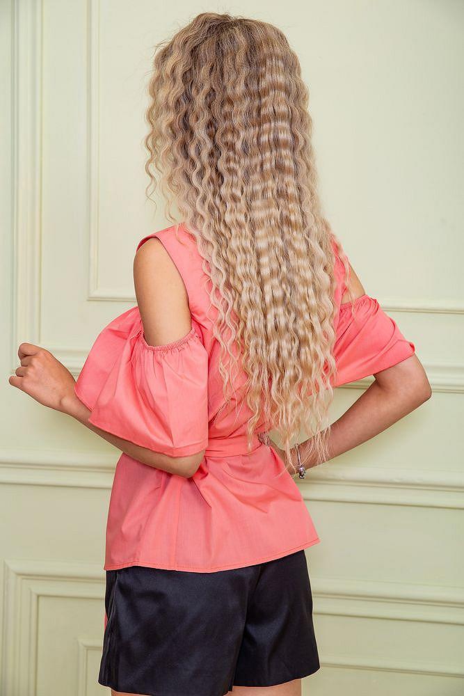 Нарядна блуза з рушею персичного кольору 172R23-1, фото №4 Нарядна блуза з рушею персичного кольору 172R23-1, фото №4