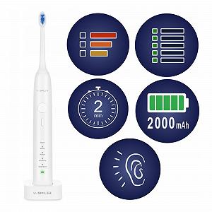 Електрична звукова зубна щітка U-SMILER IPX8 84000 вібрацій 5 режимів 3 інтенсивності 90 днів автономної роботи Біла synthetic.ua - Фото 1