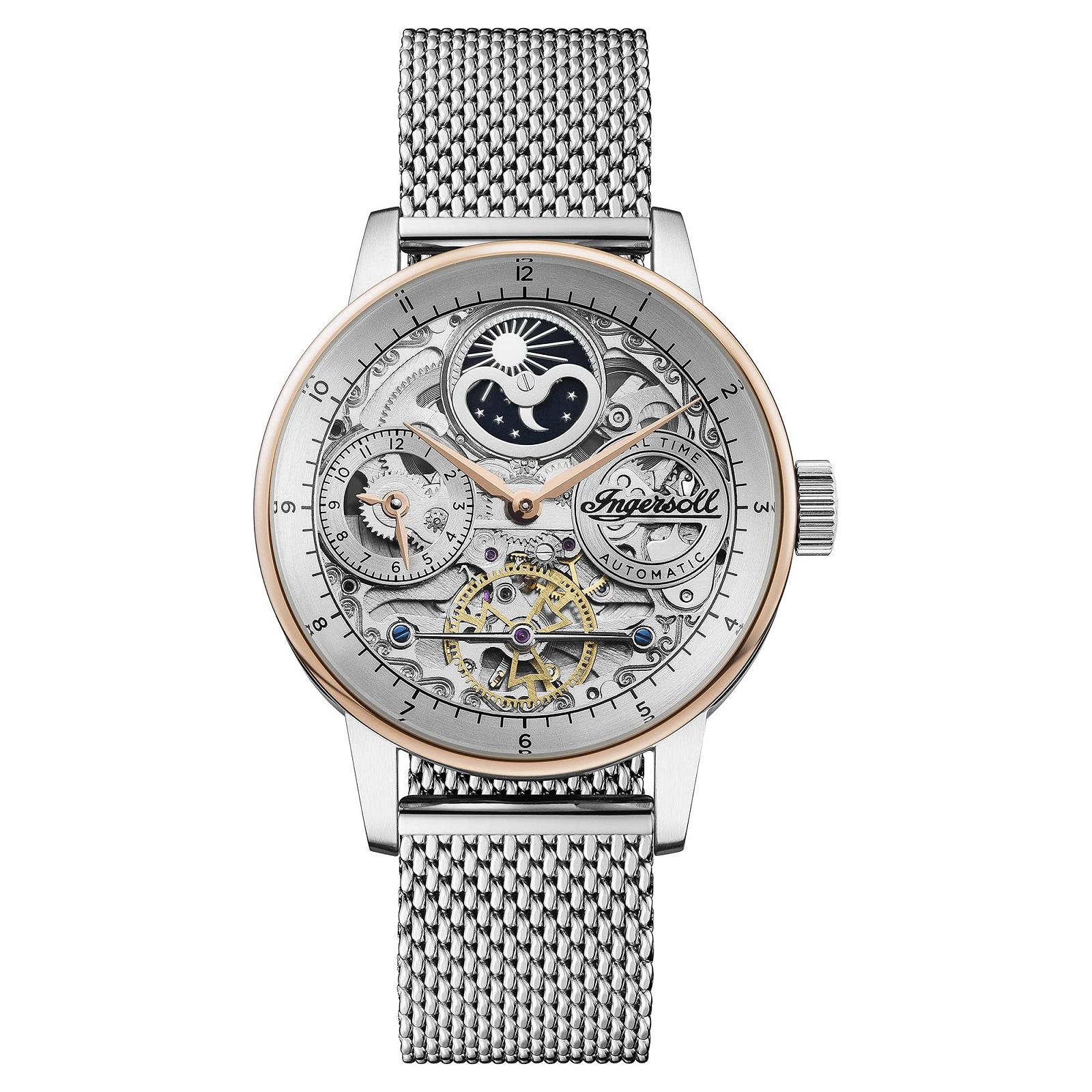 Часы Ingersoll The Jazz Мужские Автоматические Лунная Фаза 42 мм Скелетон Циферблат Миланский Сетчатый Ремешок, фото №1 Часы Ingersoll The Jazz Мужские Автоматические Лунная Фаза 42 мм Скелетон Циферблат Миланский Сетчатый Ремешок, фото №1