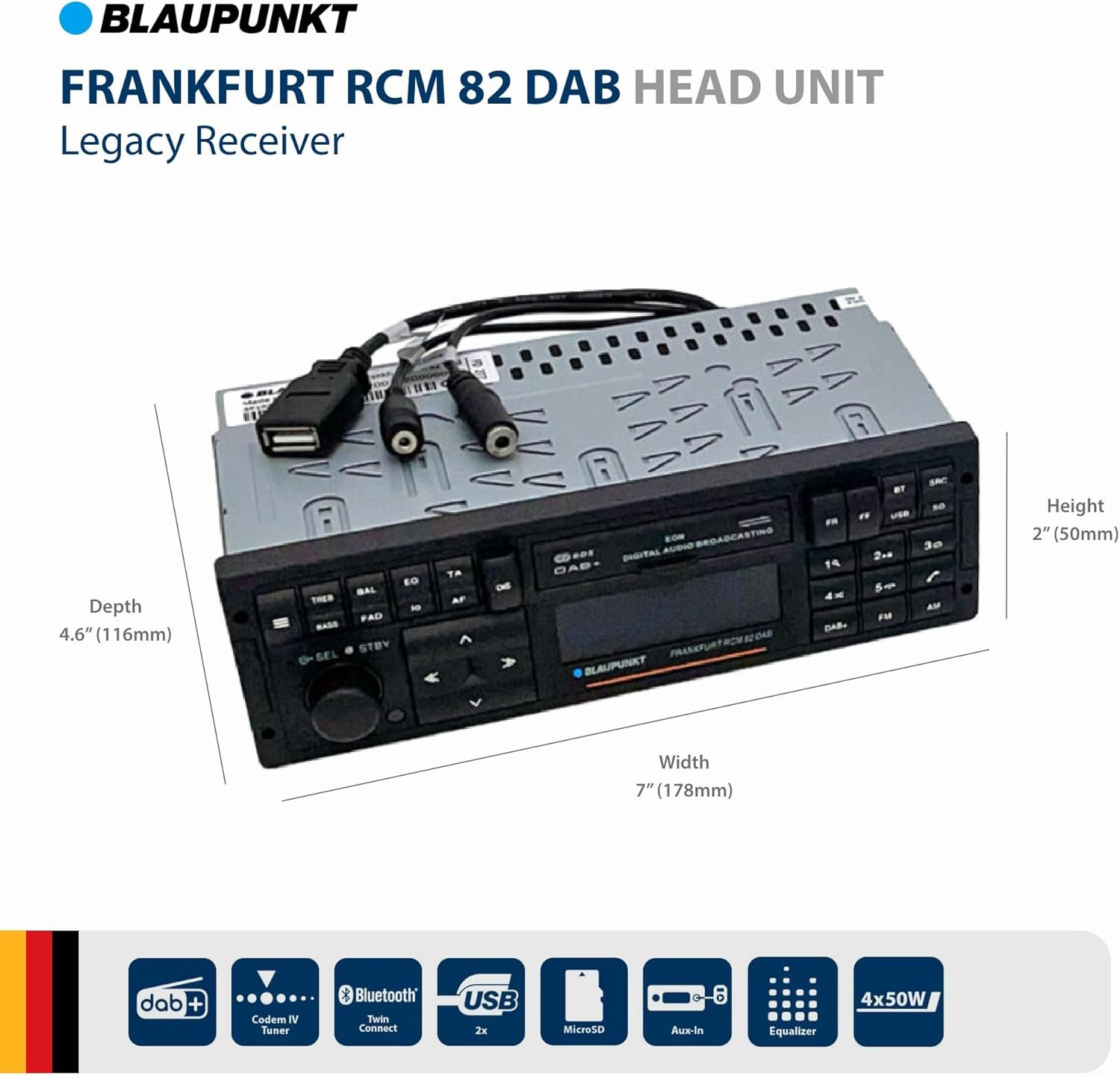 Автомагнитола Blaupunkt Frankfurt RCM 82 DAB / Bluetooth / USB / AUX / microSD slot / DAB+ / 1DIN, фото №5