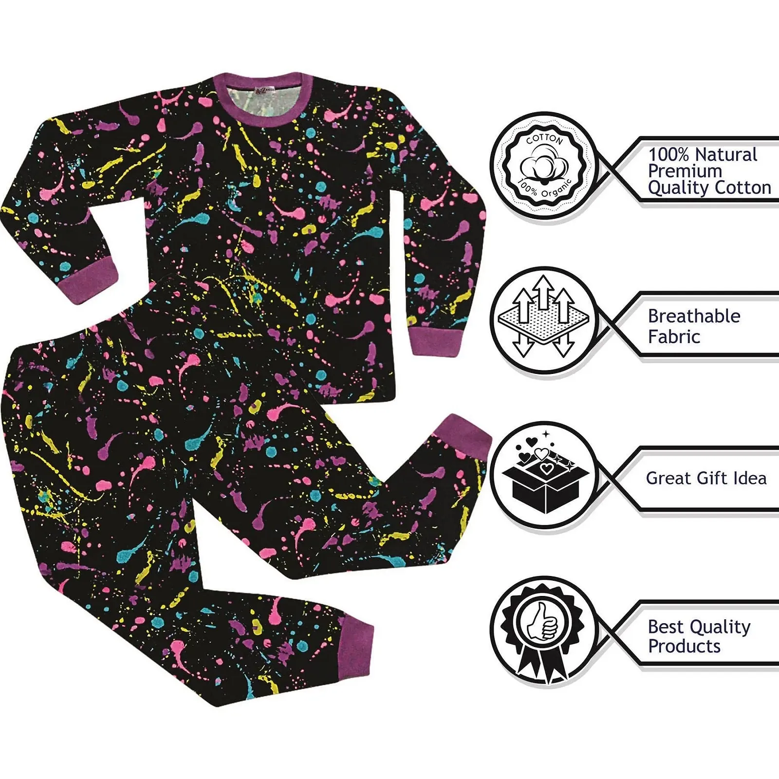 Комплект пижамы Tie Dye Black Splash A2Z 4 Kids для мальчиков, фото №1