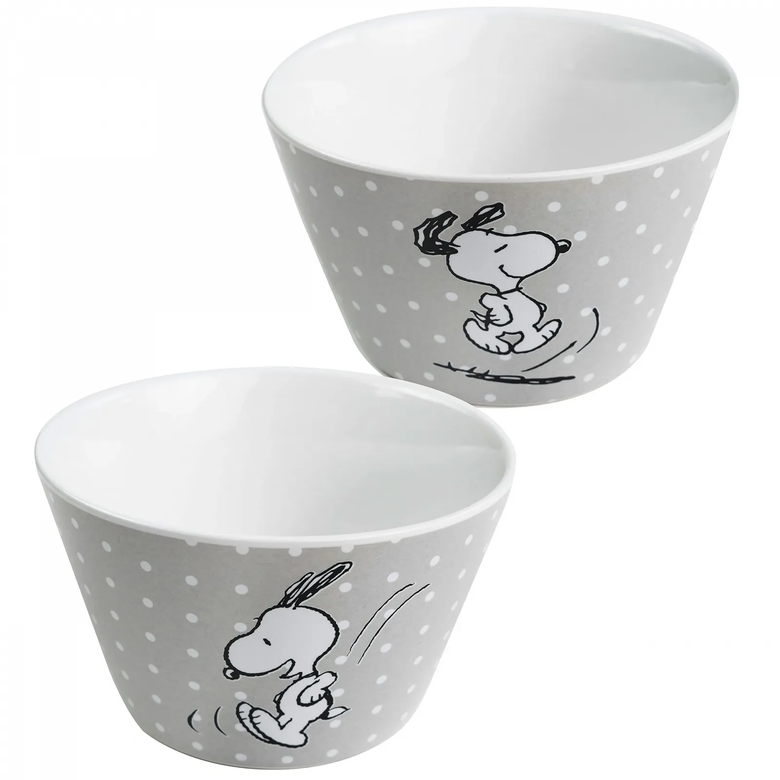 Миска United Labels Peanuts Snoopy 500 мл Серая в горошек Фарфоровая миска для хлопьев, фото №1
