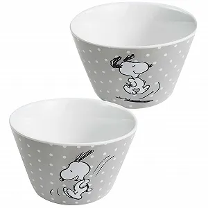 Миска United Labels Peanuts Snoopy 500 мл Серая в горошек Фарфоровая миска для хлопьев - Фото 1