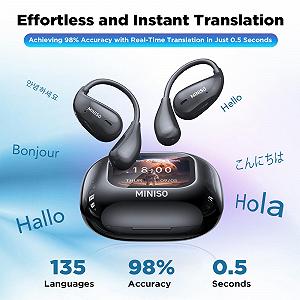 Наушники-переводчик MINISO M95 Ki, открытый, черный synthetic.ua - Фото 1