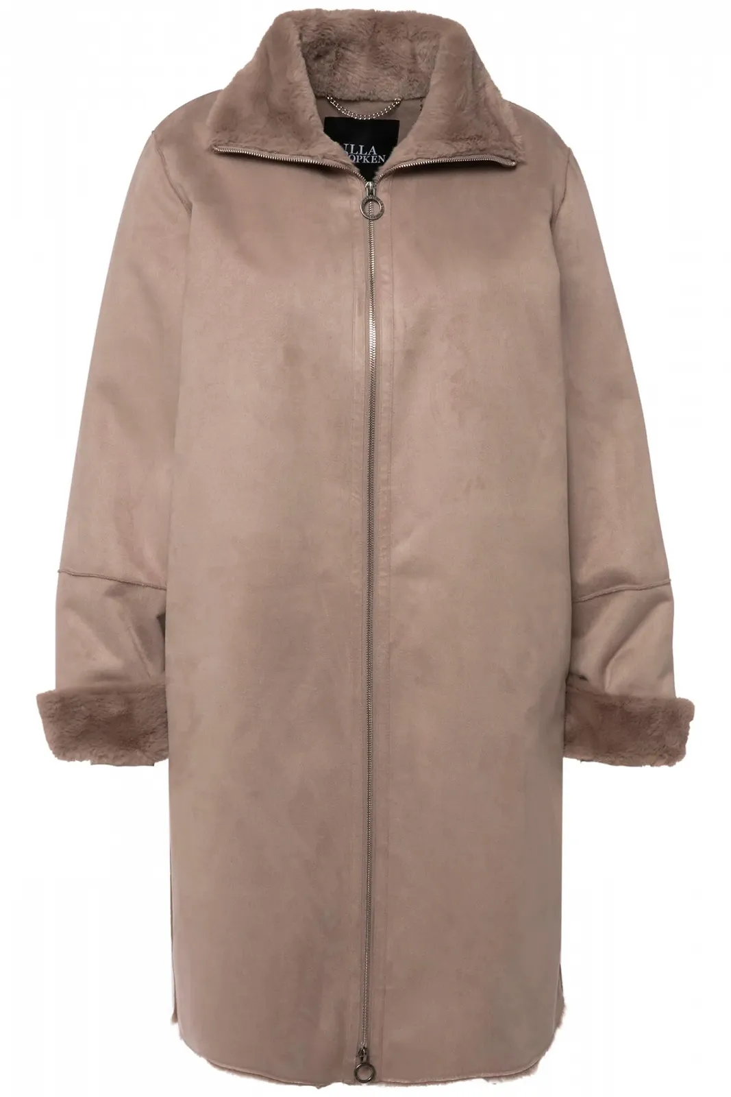 Пальто Ulla Popken Shearling, штучне хутро, комір-стійка, двостороння блискавка, фото №3