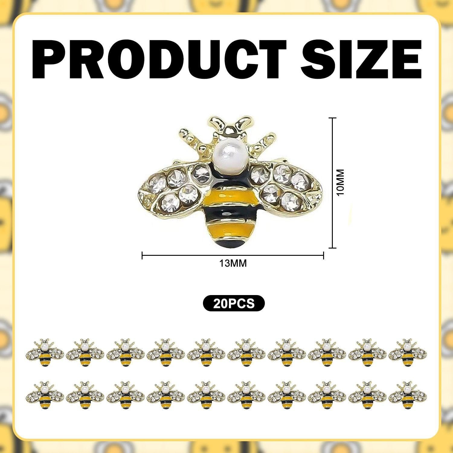 Украшение для ногтей Пчела Жемчуг с бриллиантами Металл разноцветный, 20 шт, фото №2