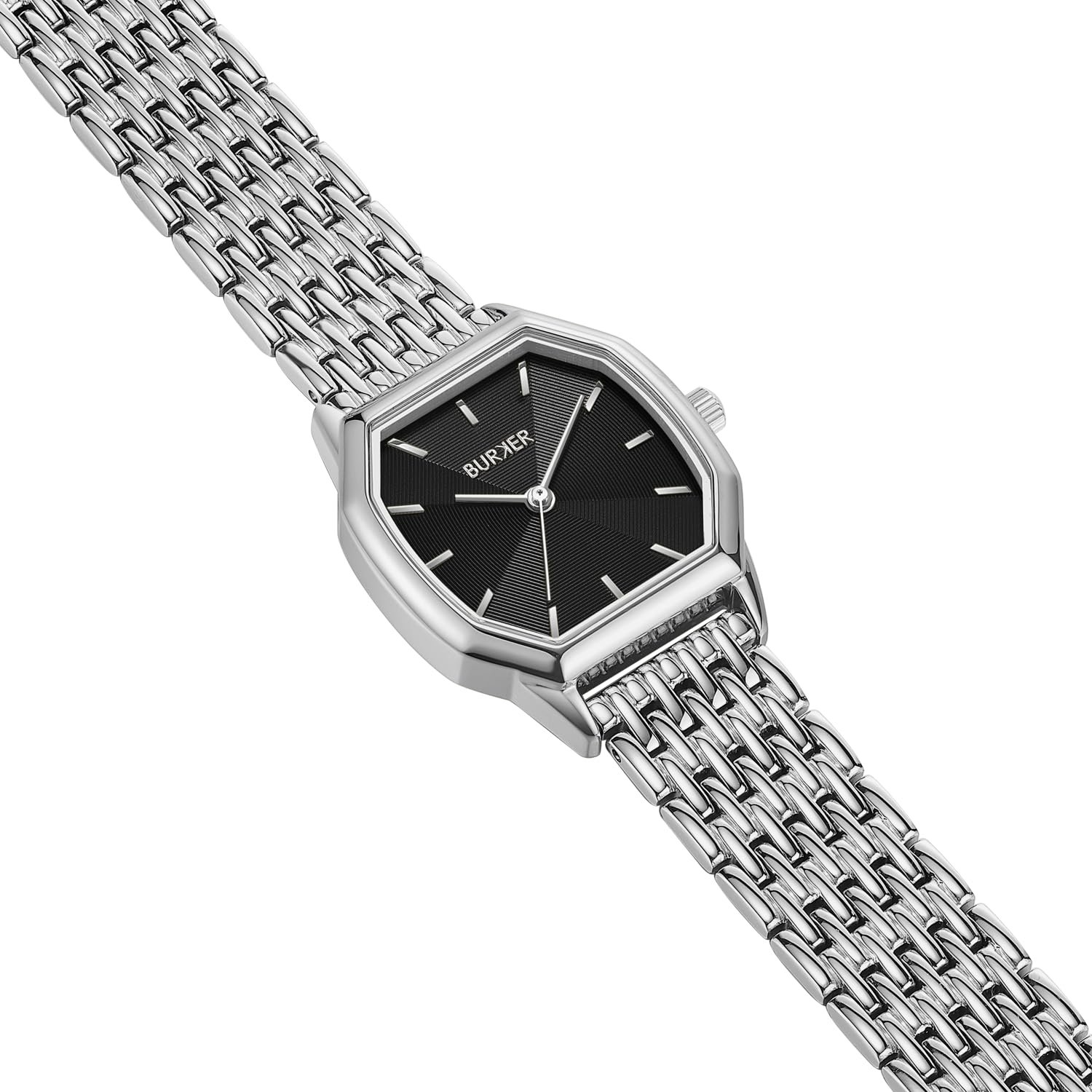 Женские часы BURKER Julia Шестигранный корпус Женские часы Звеньевой браслет Нержавеющая сталь Аналоговый Кварцевый 3 ATM Водонепроницаемый - 32 мм - Серебристый Черный, фото №4 Женские часы BURKER Julia Шестигранный корпус Женские часы Звеньевой браслет Нержавеющая сталь Аналоговый Кварцевый 3 ATM Водонепроницаемый - 32 мм - Серебристый Черный, фото №4