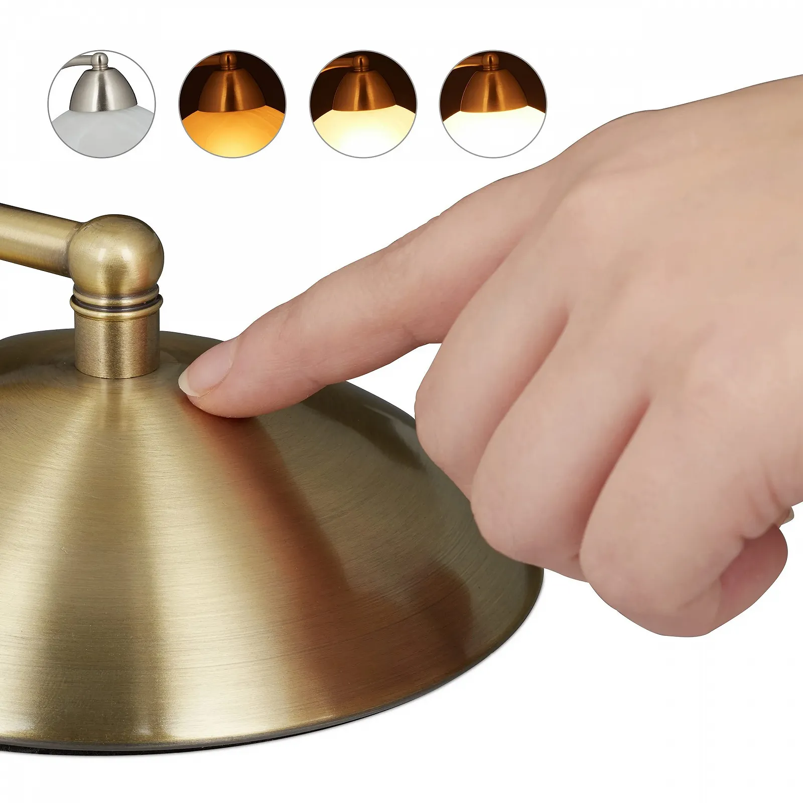 Настільна лампа Relaxdays Touch Retro E14 Dimmable Glass & Iron 25 x 15 x 19 см Золотиста, фото №6