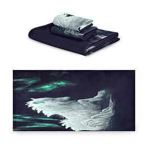 Набір рушників BEUSS White Wolf Dark Art 100% бавовна (1 банний, 1 для рук, 1 серветка) - Фото 1
