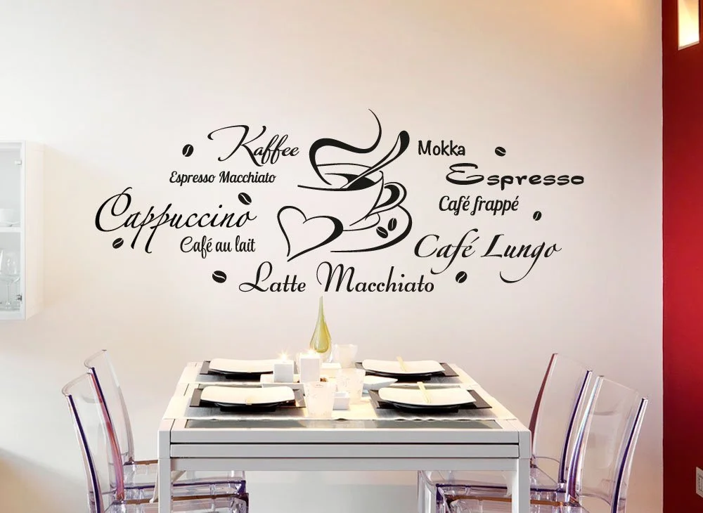 Наклейка на стіну Wandora G178 Кава + Чашка 120 x 45 см Чорний, фото №1