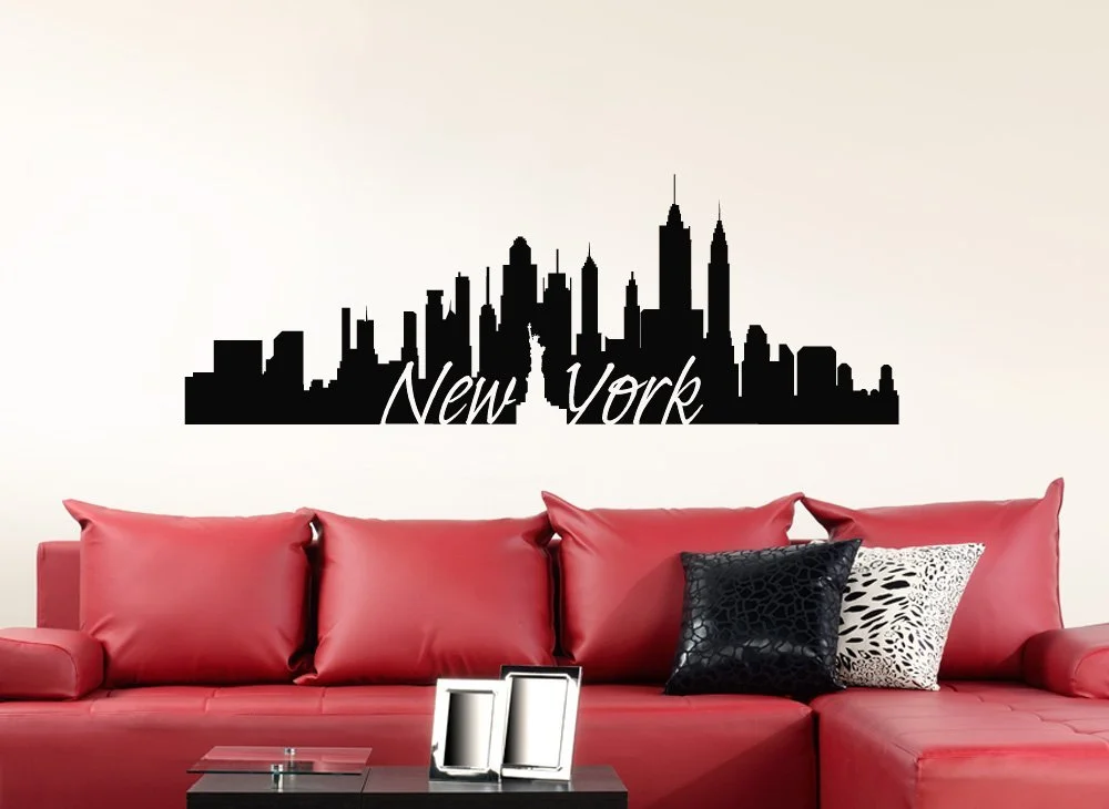 Наклейка на стіну New York Skyline I W3290 140 x 49 см Чорна, фото №2