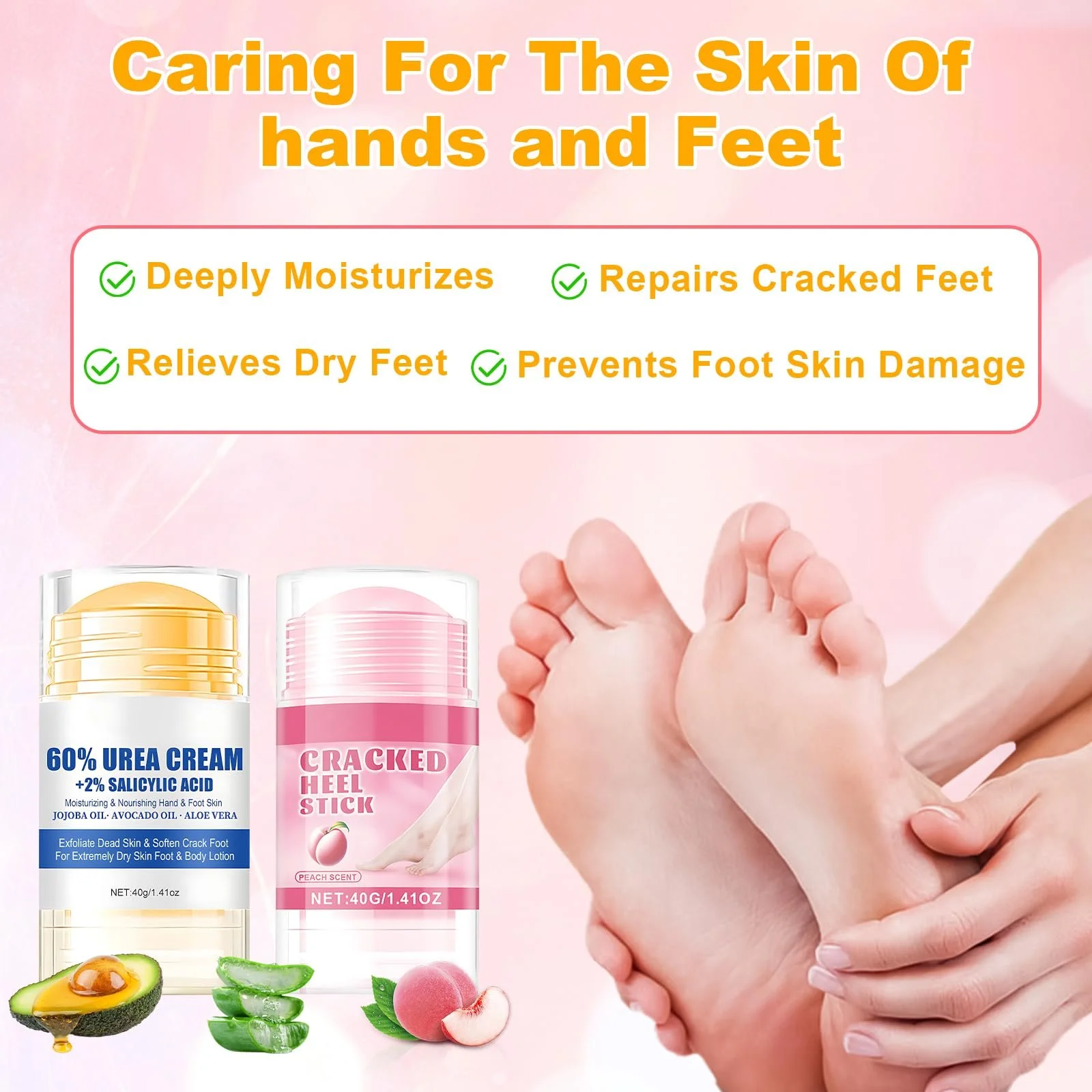 Крем для ног Ruichi увлажняющий против трещин с мочевиной 60% 2 шт, фото №2