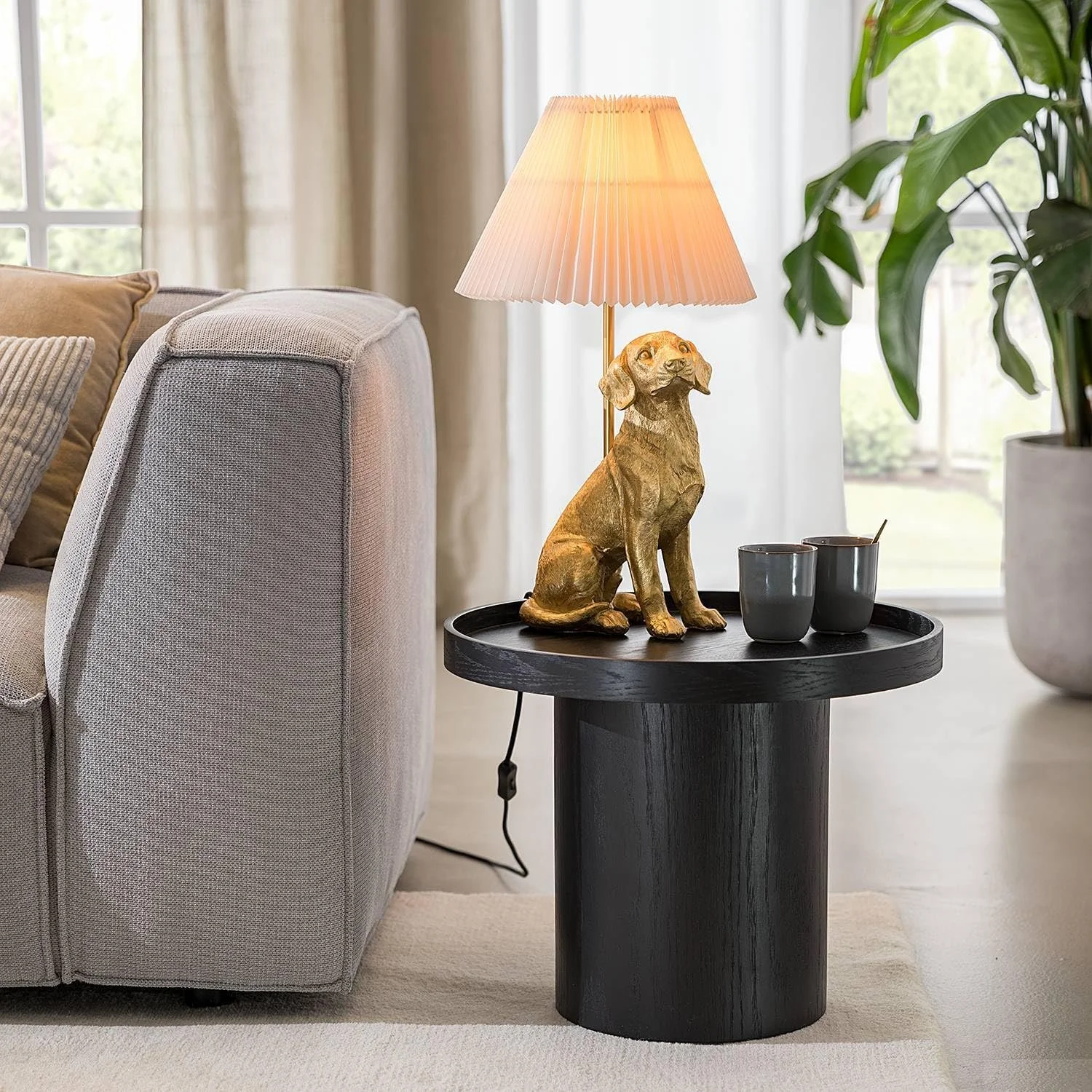 Настільна лампа BUTLERS EL Bello Пес Золотистий/Білий, фото №2