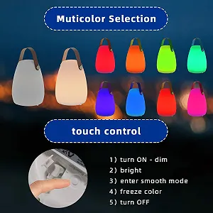 Настольная лампа MALUX LED аккумуляторная с пультом ДУ RGB водонепроницаемая белая / кожа маленькая 1 шт. synthetic.ua - Фото 1