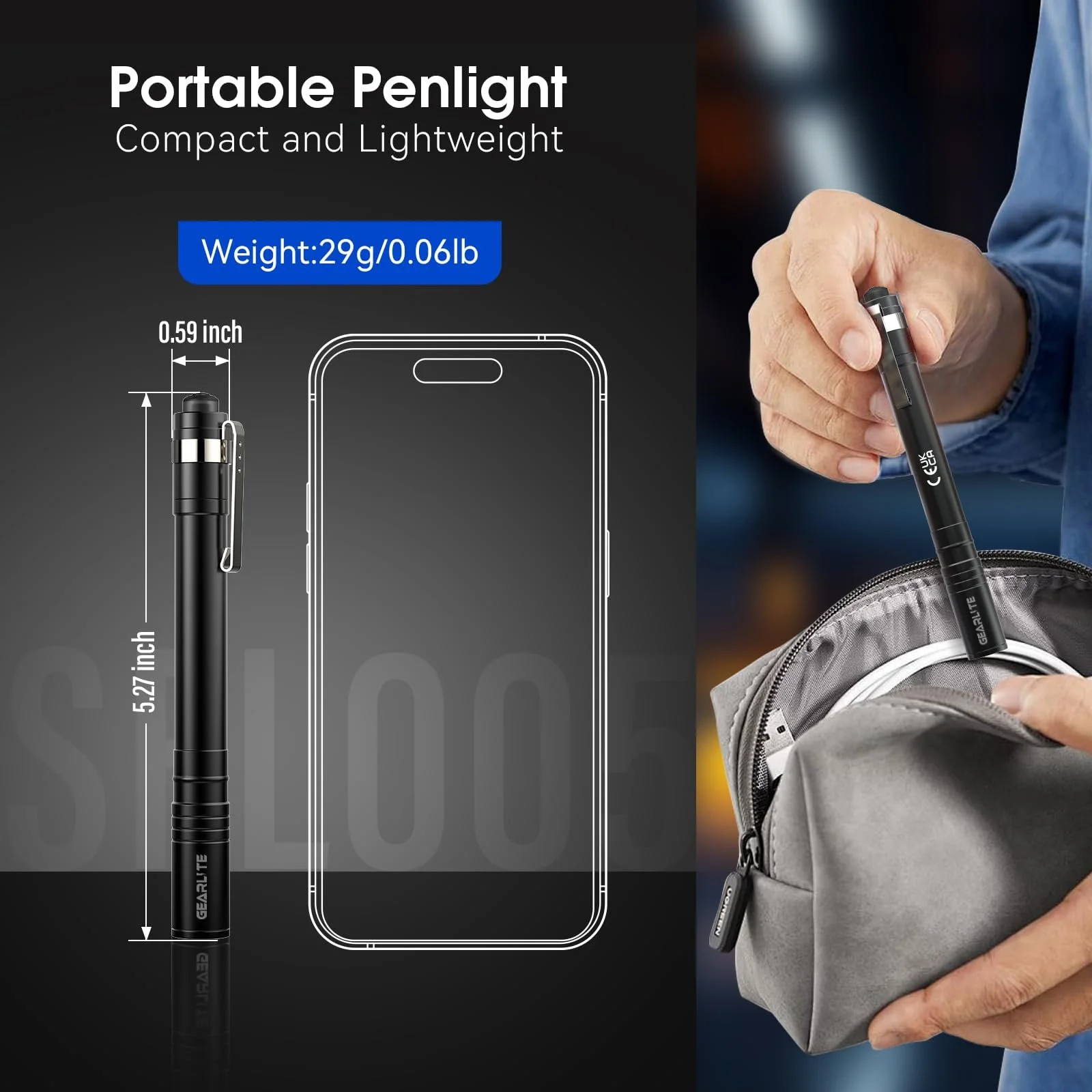 Ліхтарик GEARLITE LED Super Bright Набір з 4, IPX4 Водонепроникний Маленький Світлодіодний з Кліпсою, Легкий, фото №3