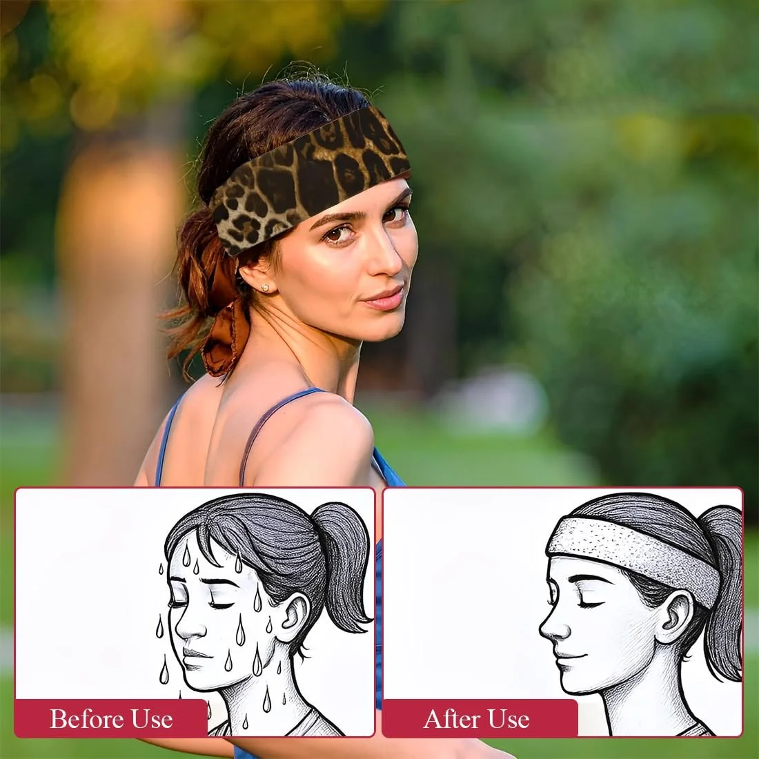 Набір з 4 жіночих пов'язок на голову в стилі бохо з леопардовим принтом, фото №5 Набір з 4 жіночих пов'язок на голову в стилі бохо з леопардовим принтом, фото №5