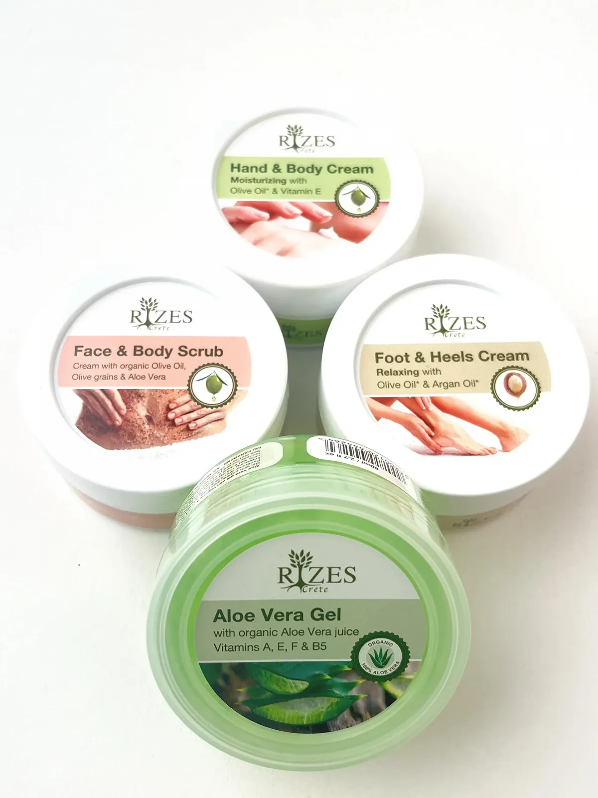 Набір подарунковий Rizes Великий Крем для рук, Відлущування, Крем для ніг та Гель алое вера. Об'єм однієї банки 80 мл, фото №3 Набір подарунковий Rizes Великий Крем для рук, Відлущування, Крем для ніг та Гель алое вера. Об'єм однієї банки 80 мл, фото №3