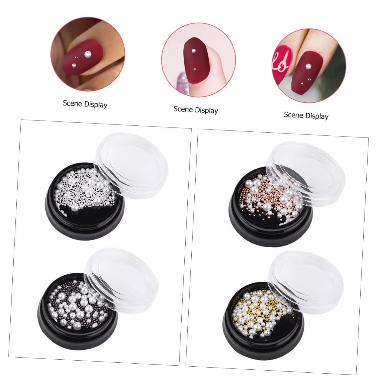 Бісер для нігтів WOONEKY 4 набори Сталеві, фото №3