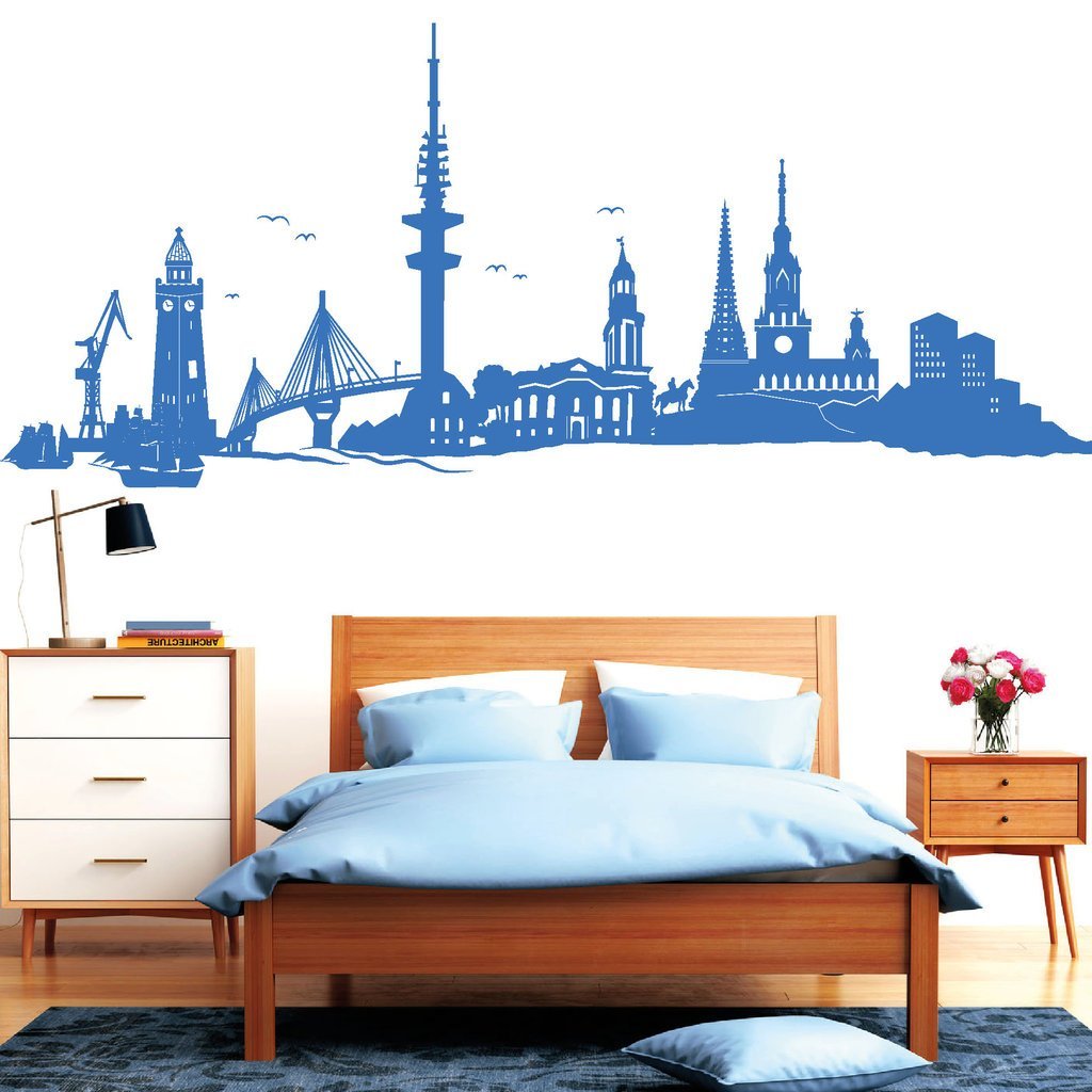 Наклейка на стіну Скайлайн Гамбурга 30 кольорів 3 розміри, фото №5 Наклейка на стіну Скайлайн Гамбурга 30 кольорів 3 розміри, фото №5