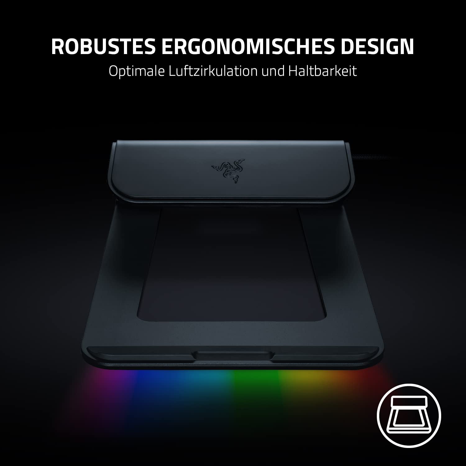 Подставка для ноутбука Razer Chroma V2 - эргономичная подставка для ноутбука с 3 портами USB (2 x USB-A, 1 x USB-C, 1 x HDMI, угол наклона 18 градусов, алюминиевый и эргономичный дизайн) Черный, фото №4