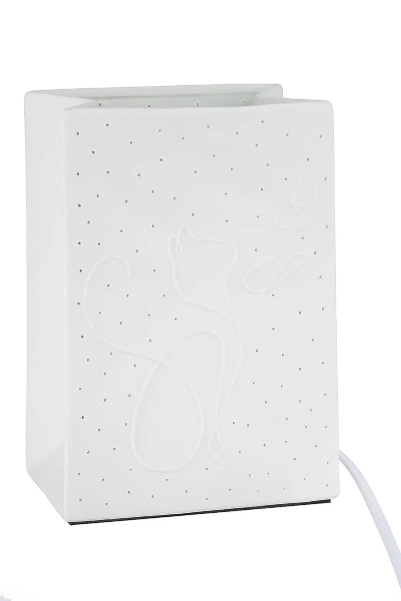 Настільна лампа GILDE Love Cat Порцелянова Прямокутна Висота 18 см Біла, фото №3