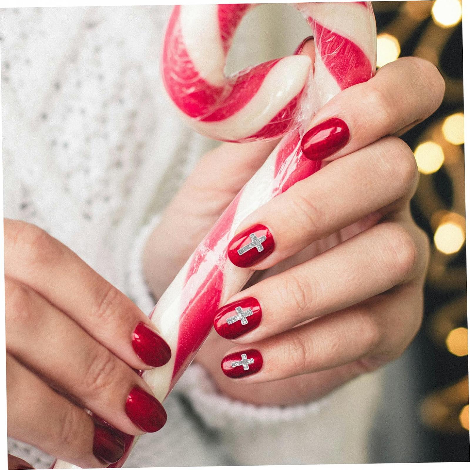 Подвеска Крестик для ногтей 60шт Металлический Крестик для ногтей Аксессуары для дизайна ногтей Подвеска для ногтей со стразами, фото №7