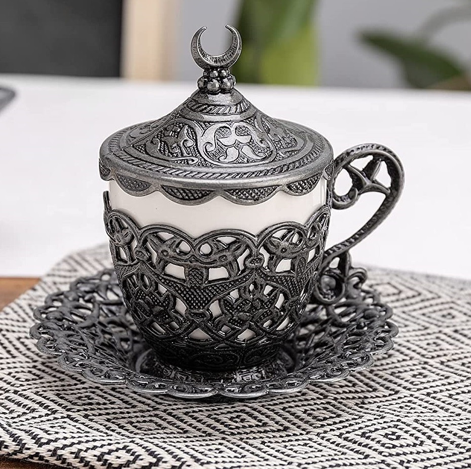 Турецкая чашка Демитас Acar с блюдцем 100 мл Темное серебро, фото №2 Турецкая чашка Демитас Acar с блюдцем 100 мл Темное серебро, фото №2