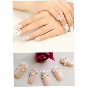 Перли для нігтів Zonster Білі різних розмірів у формі колеса для весільного манікюру synthetic.ua - Фото 1